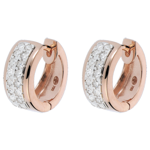 Boucles d'oreilles Constellation - Astrale - petit modèle - 32 diamants 0.22 carat - or blanc et or rose 18 carats