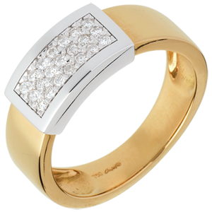 Anello Cintura - Oro giallo e Oro bianco pavé - 18 carati - Diamante