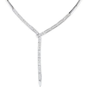 Collana Coda di ghepardo - Oro bianco -18 carati - 47 Diamanti - 0.47 carati 