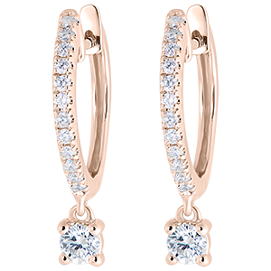 Creoolse oorbellen semi-pavé Frisheid - Petite Pampille - 9 karaat roségoud en diamanten
