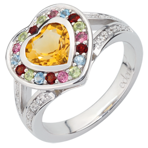 Ring Wonderlijk Hart - zilver Diamant en edelstenen