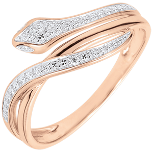 Ring Dagdromen - BetoPluimende Slang- roségoud met Diamanten