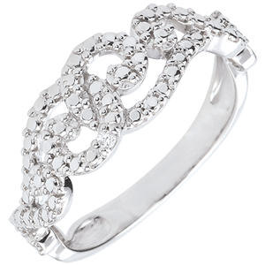 Inel Destin din aur alb de 9K şi diamant - Arabescuri Împletite