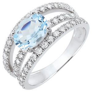 Inel de logodnă Destin - Ducesă variantă - topaz 1.5 carate şi diamante - aur alb de 18K