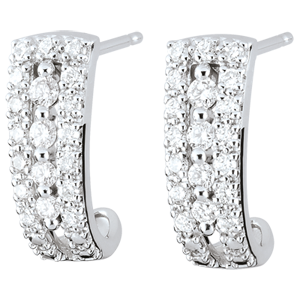 Boucles d'oreilles créoles Destinée - Médicis - diamants et or blanc 9 carats