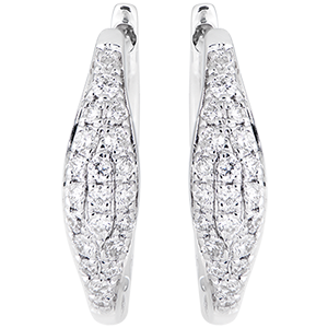 Mini Creole Earrings - Paved Tears - 18K white gold and diamonds