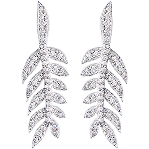 Boucle d'oreilles Lauriers de Gloire - or blanc 18 carats et diamants