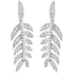 Lauriers de Gloire Earrings - 9K White Gold and Diamonds