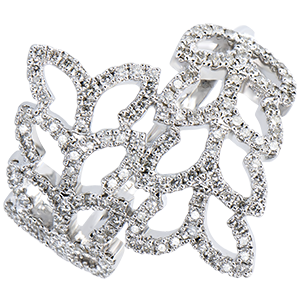 Destiny Ring - Willow Leaves - white gold 18 carats and diamonds