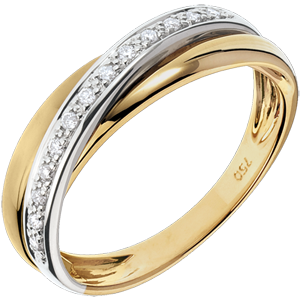 Diamond Saturn Ring - White and Yellow gold - 18 carat