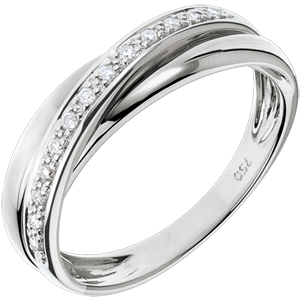 Diamond Saturn Ring - White gold - 9 carat