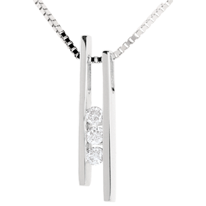 Diapason trilogy necklace white gold - 3 diamonds
