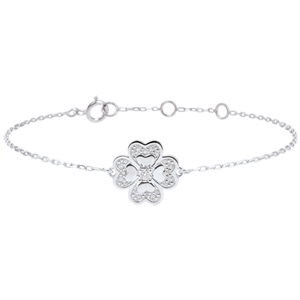 Bracelet Solitair Eclosion - Sparkling Clover - white gold and diamonds