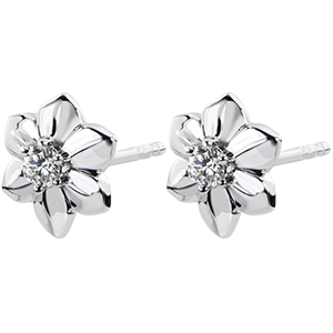 Earrings Eclosion - Dahlia - white gold 9 carats and diamond