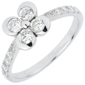 Solitair Ring Eclosion - Clover of the Lovers variation - 4 diamonds