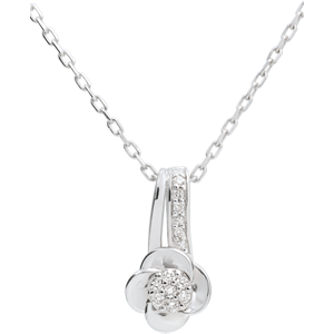 Necklace Eclosion - white gold - Rose Petals - 0.05 carat