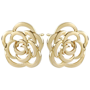Boucles d'oreilles Éclosion - Fleurs Couture - puces - or jaune 9 carats