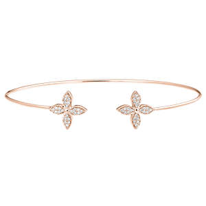 Eclosion Open Bangle Bracelet - Lucky Charms - pink gold 18 carats and diamonds