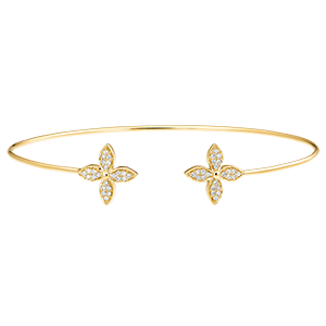 Eclosion Open Bangle Bracelet - Lucky Charms - yellow gold 18 carats and diamonds