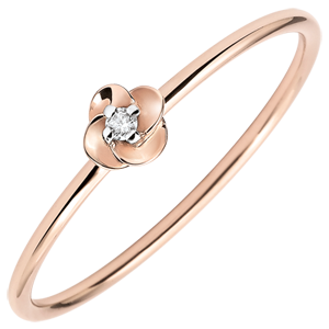 Bague Éclosion- Première Rose - Petit Modèle - or rose 18 carats et diamant