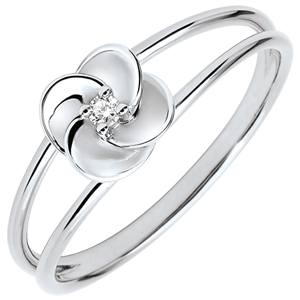 Ring Eclosion - First Rose - white gold and diamond - 18 carats