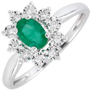 Ring Eeuwige Edelweiss - smaragd en Diamanten - 18 karaat witgoud
