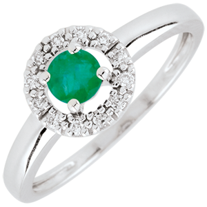 Ring Clevia - smaragd - 9 karaat witgoud