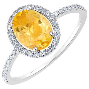 Ring Eeuwige Edelweiss - Anaé - 18 karaat witgoud - Citrien en diamanten