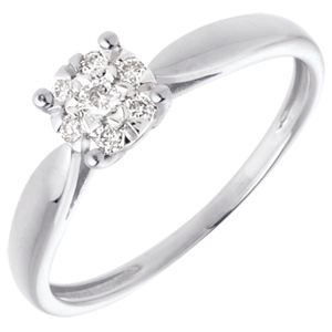 Elegance ring white gold paved - 7 diamonds