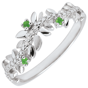 Enchanted Garden Ring - Royal Foliage - White gold, diamonds and emeralds - 18 carats