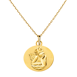 Medalla Angel San Rafael Esencial - 13mm - oro amarillo de 9 quilates