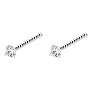 Pendientes de diamantes Frescura - Mini Resplandor - pulgas de oro blanco de 9 quilates y diamantes