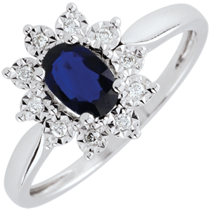 Eternal Edelweiss Ring - Sapphire and Diamonds - 09 carat White Gold