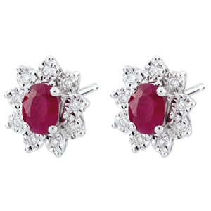 Orecchini Eterno Edelweiss - Margherita Illusione - rubino e diamanti - oro bianco 9 carati