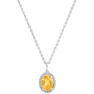 Pendente Eterno Edelweiss - Anaé - oro bianco 18 carati - Citrino e diamanti