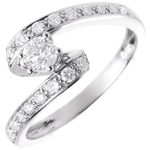 Anello di fidanzamento Solitario Destino - Nefertiti - Oro Bianco - 18 carati - Diamante centrale - 0.27 carati