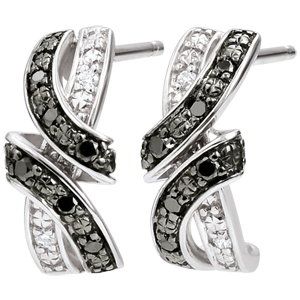 Orecchini Chiaroscuro - Incontro - Oro bianco - 18 carati - Diamanti bianchi e diamanti neri 
