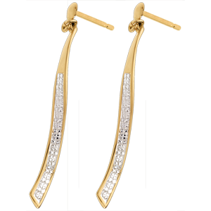 Orecchini Fenice - Oro giallo pavé - 18 carati - 2 Diamanti