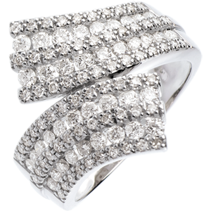 Anello Fantasmagoria - Sciarpa pavé - Oro bianco - 18 carati - 108 diamanti - 1.1 carati