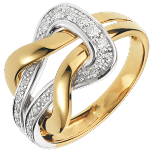 Anello Amore Eterno - Oro bianco e Oro giallo - 18 carati - 24 Diamanti - 0.25 carati