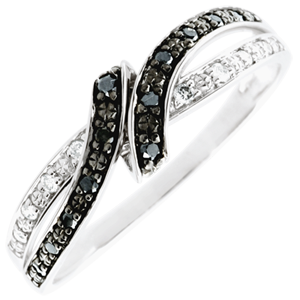 Anello Chiaroscuro - Incontro - Oro bianco - 18 carati - Diamanti bianchi e diamanti neri 