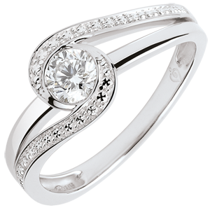 Anello di fidanzamento Nido Prezioso - Preziosa - Diamante 0.3 carati -Oro bianco 18 carati