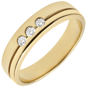 Fede Olympia Trilogy - modello medio - Oro giallo - 18 carati - 3 Diamanti