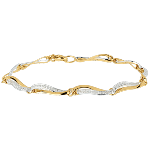 bransoletka Fale Nilu z dwóch rodzajów złota z diamentami - złoto białe i złoto żółte 18-karatowe