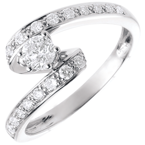 Engagement Ring Solitaire Destiny - Nefertiti - white gold - 0.27 carat diamond