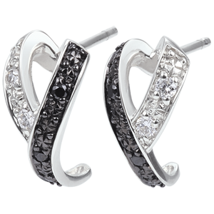 Earrings Clair Obscure - Motion - white gold diamonds, white and black diamonds