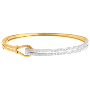 Yellow Gold Double union bangle/bracelet - 0.32 carat - 54 diamonds