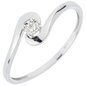 Solitaire Ring Precious Nest - Loving Union - white gold - 18 carats
