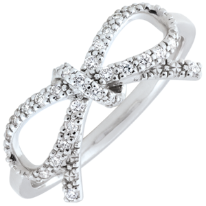 Refinement's Bow Ring - white diamonds - Silver and diamonds