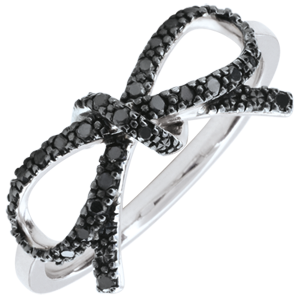 Ring Refinement's Bow - black diamonds - Silver and diamonds
